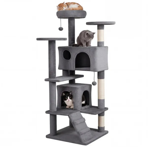 52" Tall Cat Tree Tower With Perches & Condos Multi Cat Playground With - Image 5