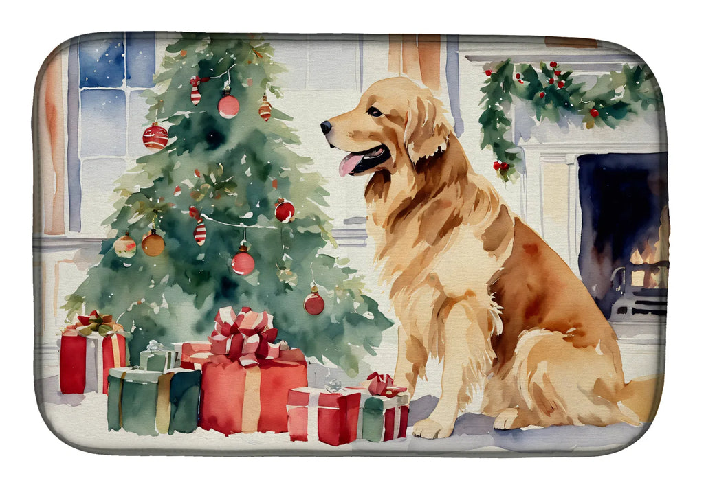 Golden Retriever Cozy Christmas Dish Drying Mat Absorbent Dish Drying Mat Pad - Image 2