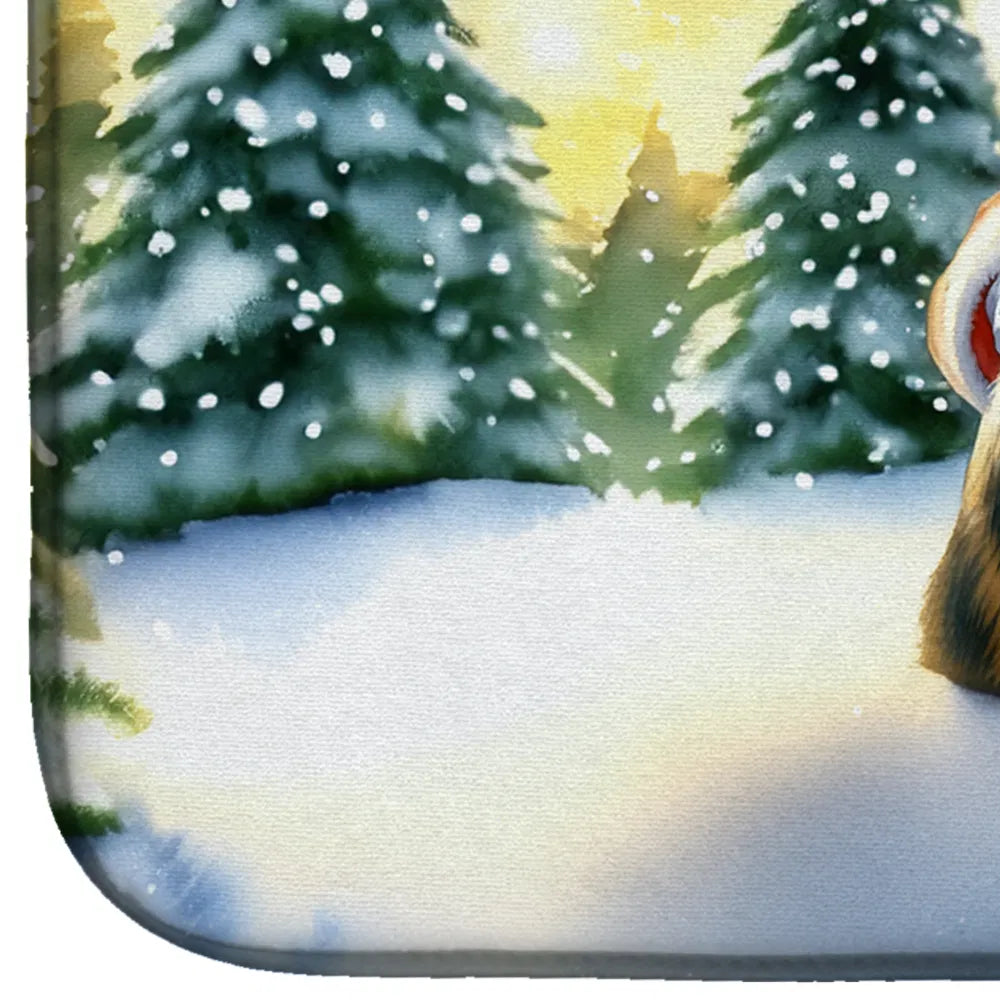 Sheltie and Santa Claus Dish Drying Mat Absorbent Dish Drying Mat Pad for - Image 4