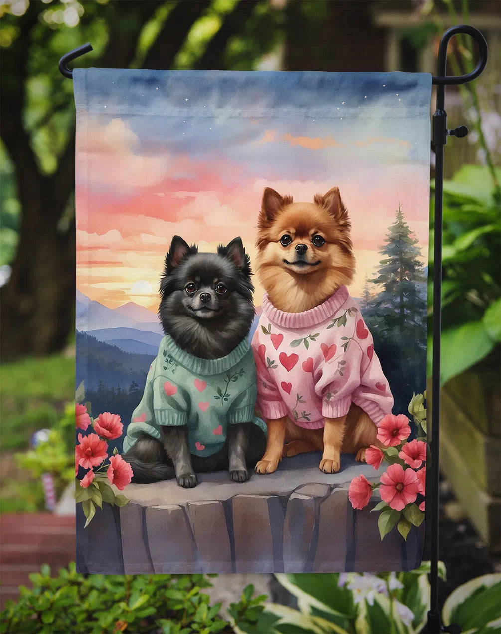 Pomeranian Two Hearts Garden Flag Mailbox Flag Decorative Yard Flag Banner - Image 3
