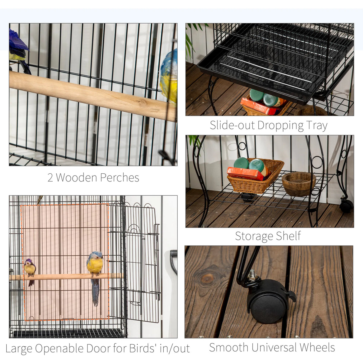 60" Large Bird Cage with Openable Top for Cockatie Sun Conure - Image 3