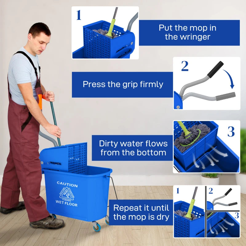 Compact Mop Bucket With Wringer On Wheels For Floor Cleaning 21 Quart - Image 5