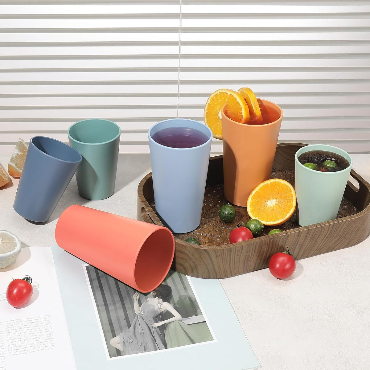 12 Pack Wheat Straw Cups 6 X 20 Oz & 6 X 12 Oz Reusable Unbreakable Plastic - Image 5