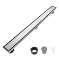 28 Inch Linear Shower Drain with 2 in 1 Flat & Tile Add Removable Cover 304