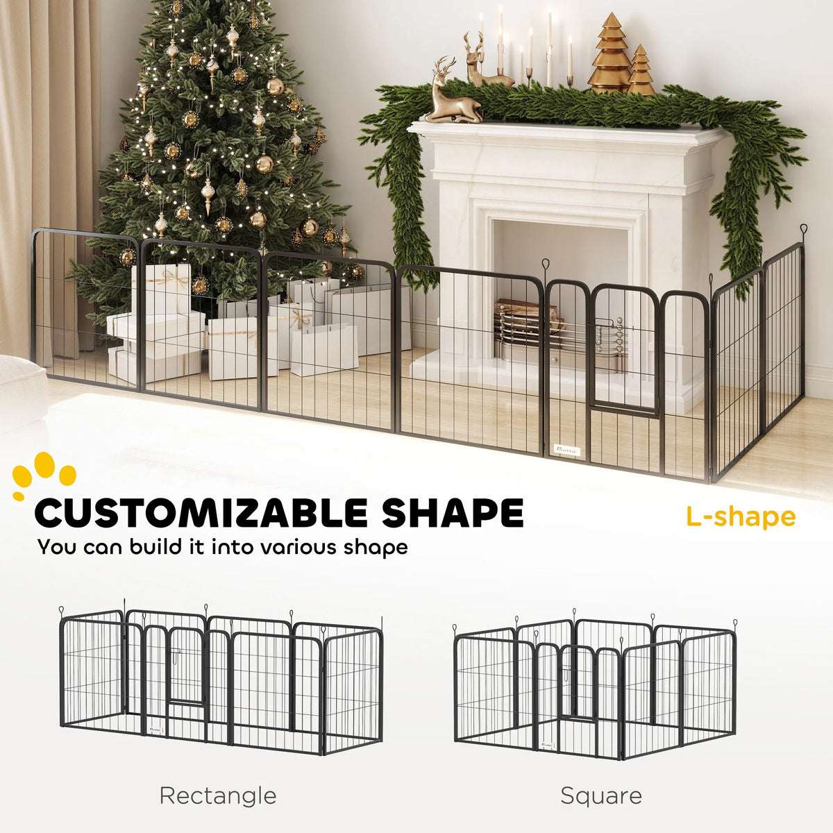 24" Dog Playpen Indoor Outdoor Portable Foldable 8 Panels Pet Playpen with
