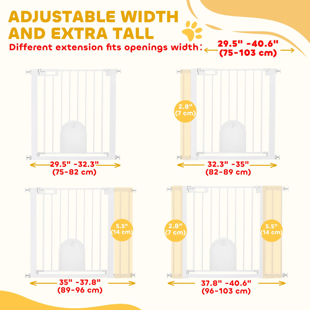 30" 41" Extra Wide Pet Gate Barrier with Small Door 30"H Dog Gate with Safety - Image 5