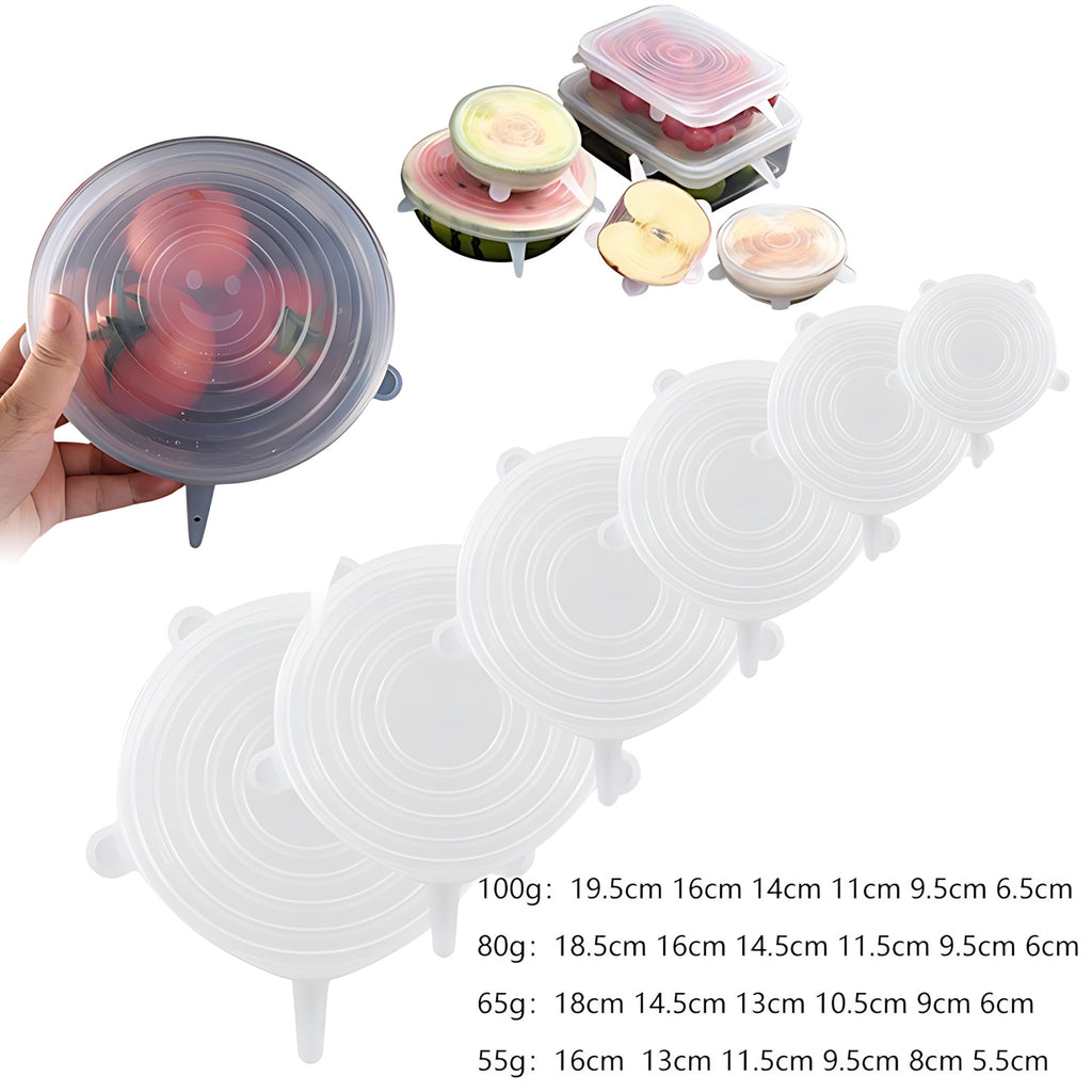 6-piece silicone stretch lid set