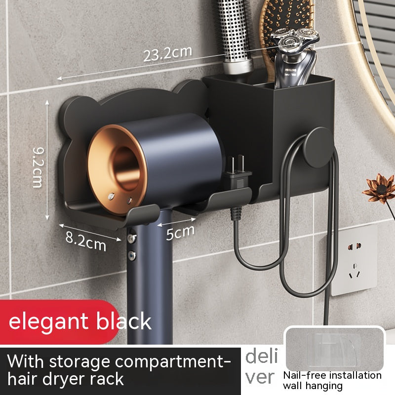 wall mounted hair dryer storage detail and structure