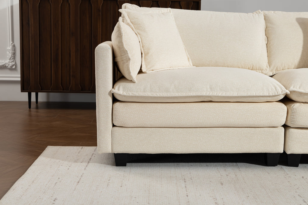 Modern 3seats with ottoman 113.77"Sectional Sofa with Waist Pillows 3 seat - Image 4