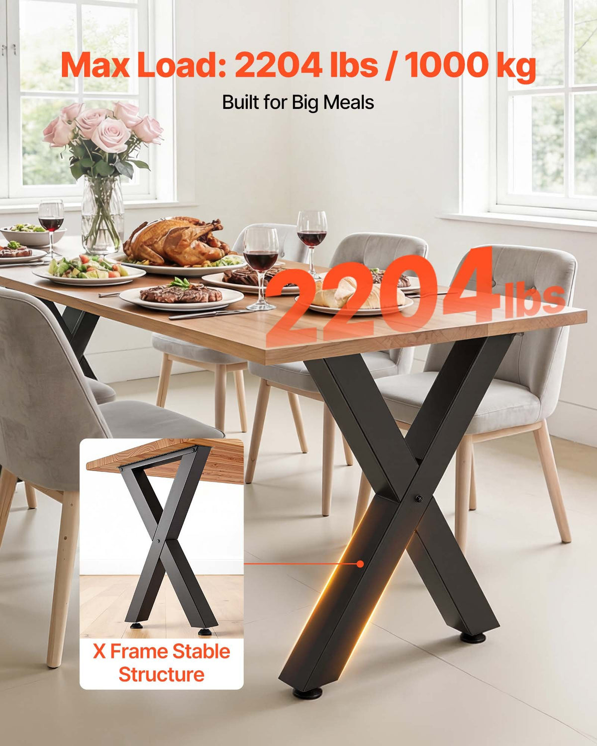 Table Legs 29.5" H X 23.6" W Steel Furniture Legs Modular Design Easy - Image 3