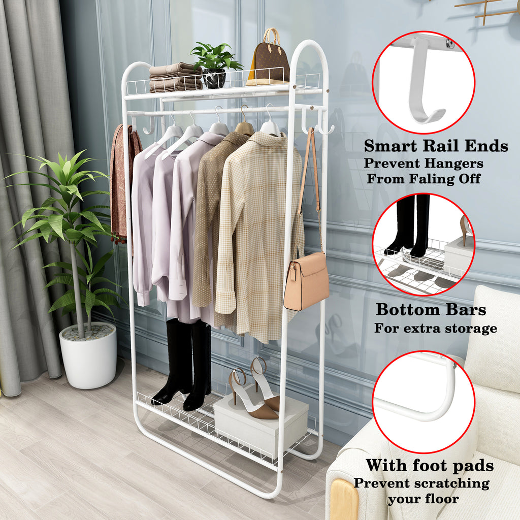 Garment Rack Freestanding Heavy Duty Clothing Rack Metal Rolling Clothes Rack - Image 3