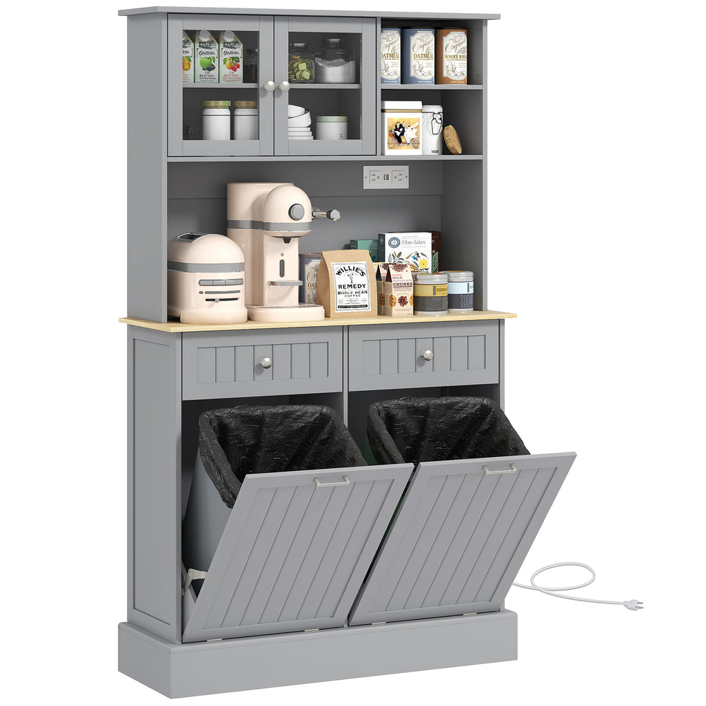 Kitchen Cabinet With Charging Station Tilt Out Cabinets Microwave Stand - Image 9