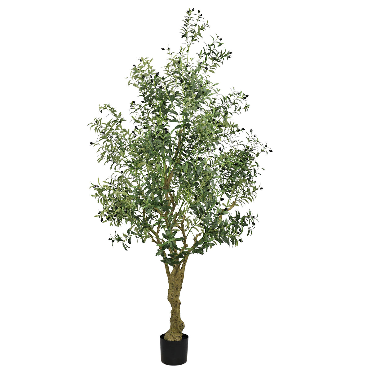 8FT Tall Artificial Olive Tree Large Faux Potted Tree with Natural Trunk and - Image 2