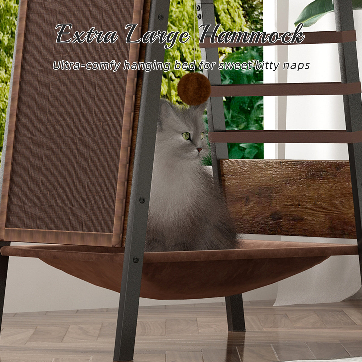 Modern Cat Tree 58 Inch Cat Tower for Large Cats Maine Coon Cat Tree with - Image 4