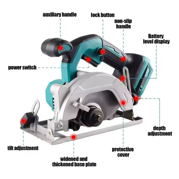 Battery Hand Circular Saw 125mm Compatible With Makita 18V Cordless Brushless Saw DE - Image 5