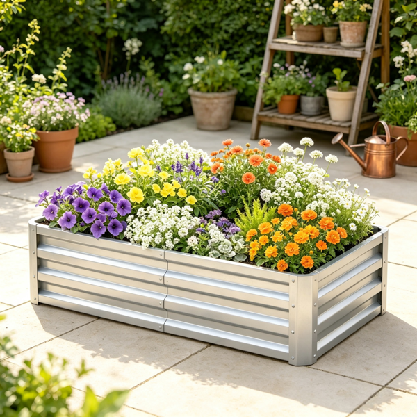 4inch X 2inch X 1inch Galvanized Raised Garden Bed For Patio Herb Gardening