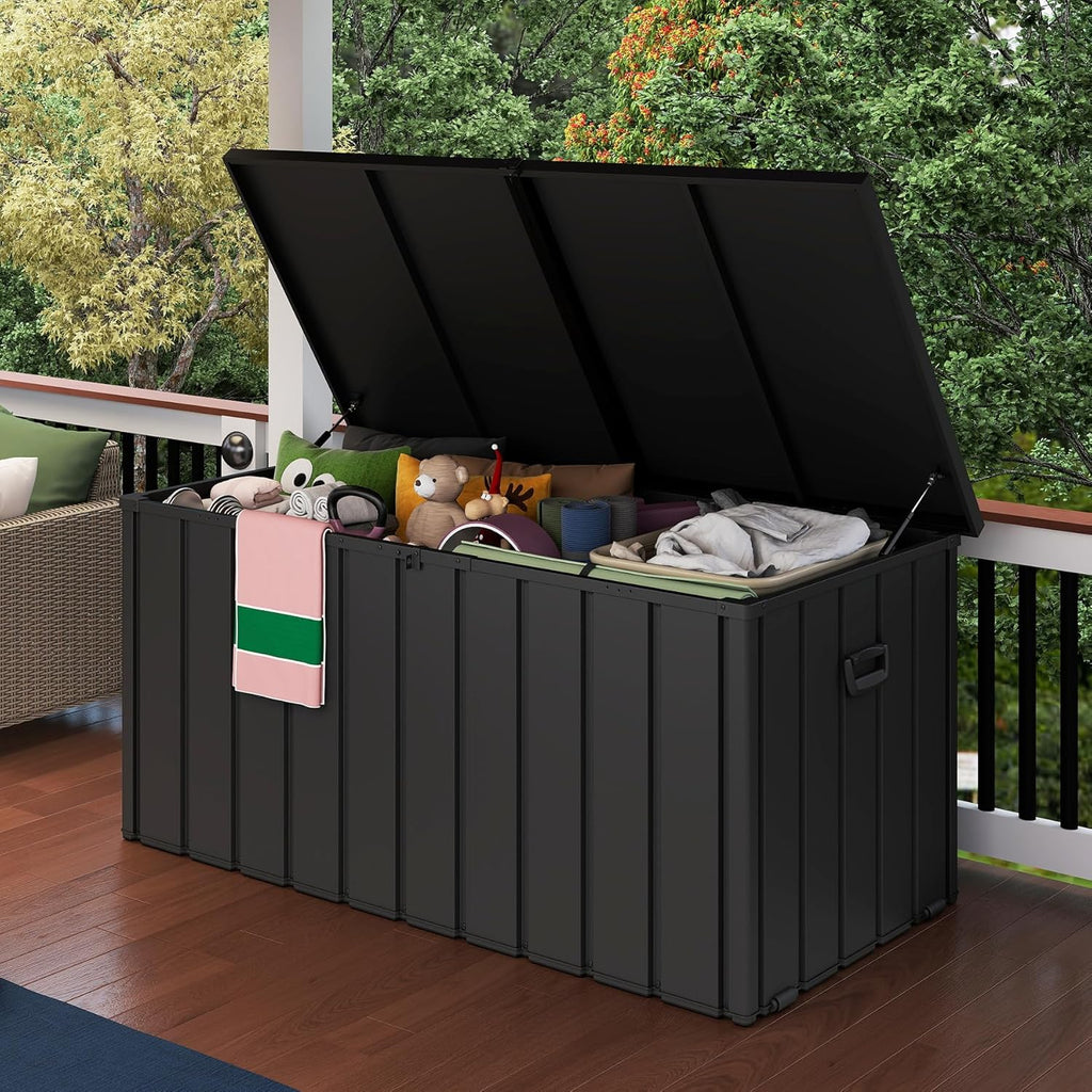 200 Gallon Metal Deck Box Waterproof Outdoor Storage Box With Lockable Lid - Image 3