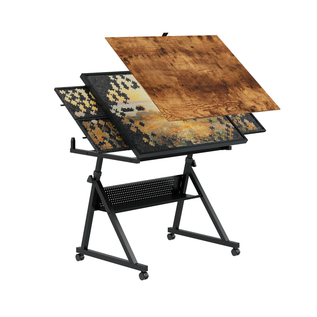 1500 pieces Jigsaw Puzzle metal Table board for adults gift with 4 trays(black) - Image 4