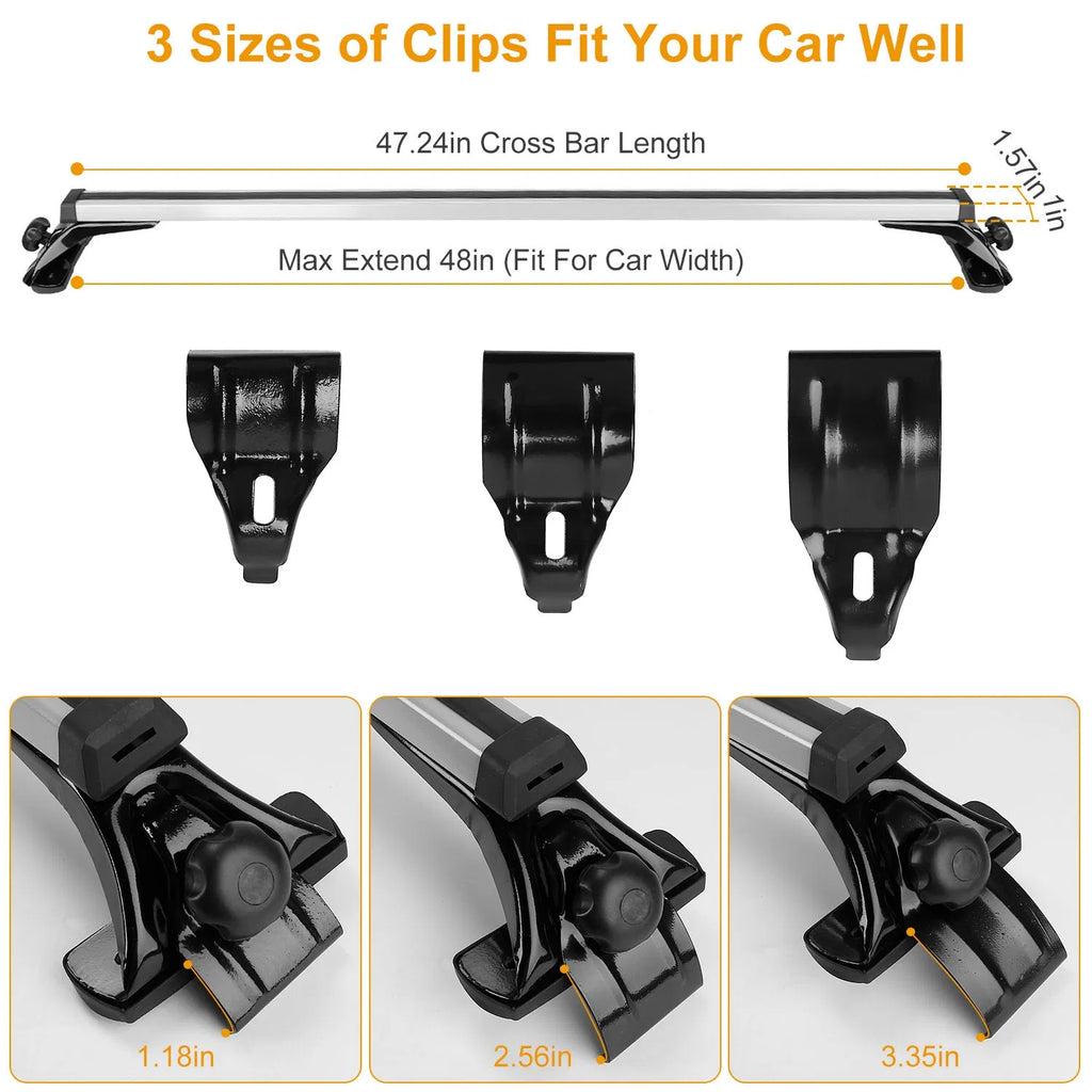 47.24in Universal Top Roof Rack Cross Bar Cargo Carrier Aluminum Crossbar Rack - Image 3