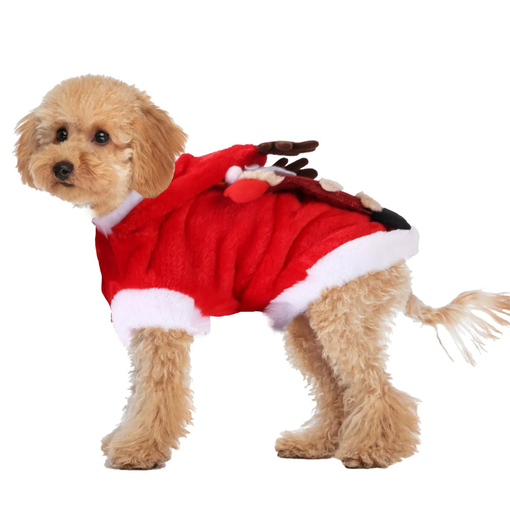 Pet Christmas Clothes Santa Claus Reindeer Antlers Costume Winter Outfit New - Image 5