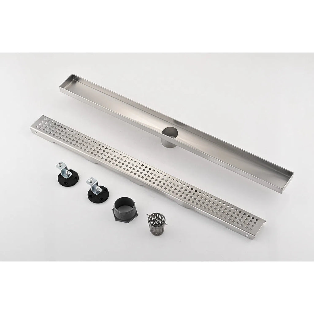 36 Inch Linear Shower Drain with Removable Square Patterned Grate 304 - Image 3