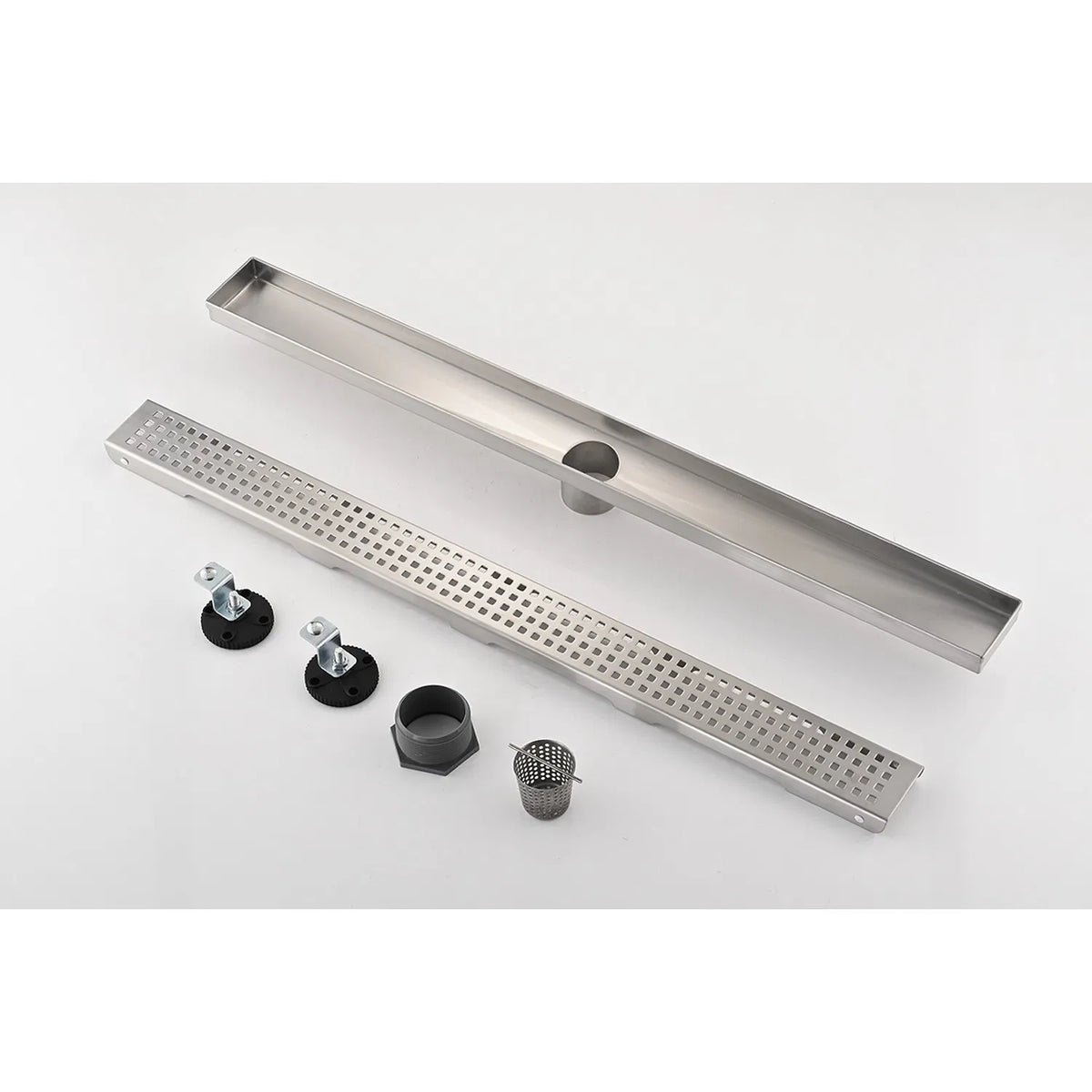 36 Inch Linear Shower Drain with Removable Square Patterned Grate 304 - Image 3