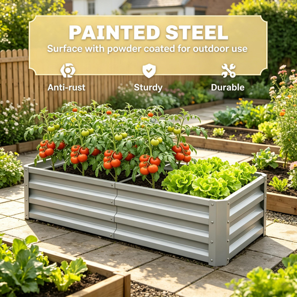 4inch X 2inch X 1inch Galvanized Raised Garden Bed For Patio Herb Gardening - Image 5