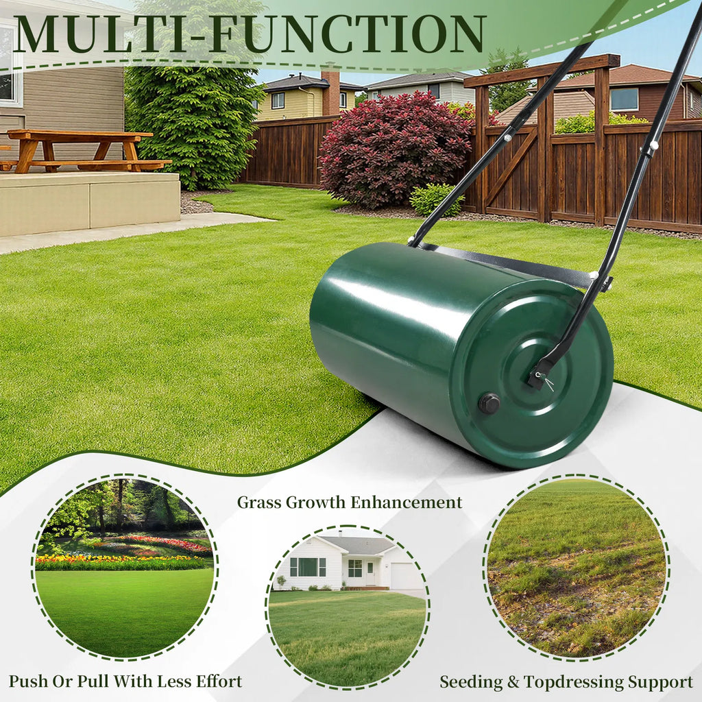 24in Heavy Duty Steel Lawn Roller Garden Roller Can Be Filled with Water or - Image 2