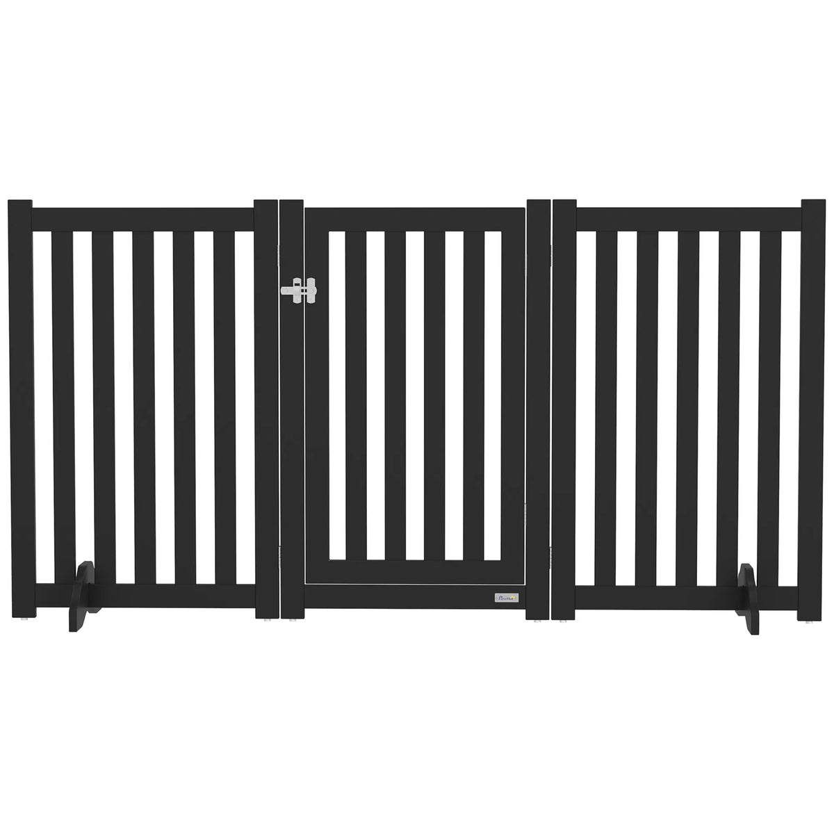 3 Panel Foldable Dog Gate with Feet for Medium Dogs and Below Black - Image 2