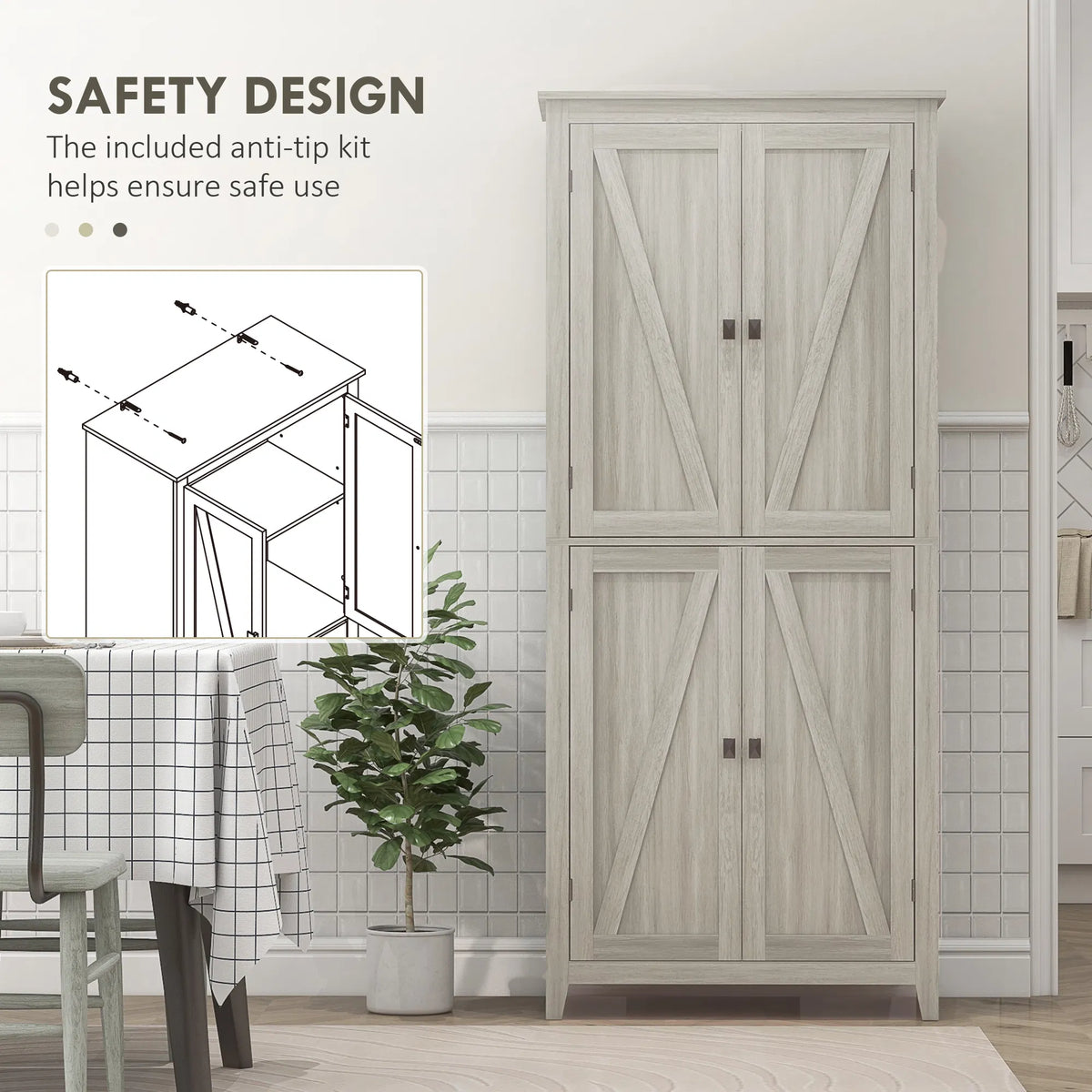 72" Freestanding Storage Cabinet Kitchen Pantry Cabinet with Doors and Shelves