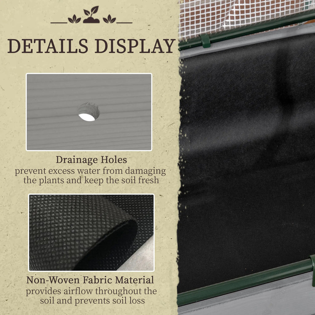 Raised Garden Bed with PE Greenhouse Cover Outdoor Elevated Wood Planter Box - Image 4