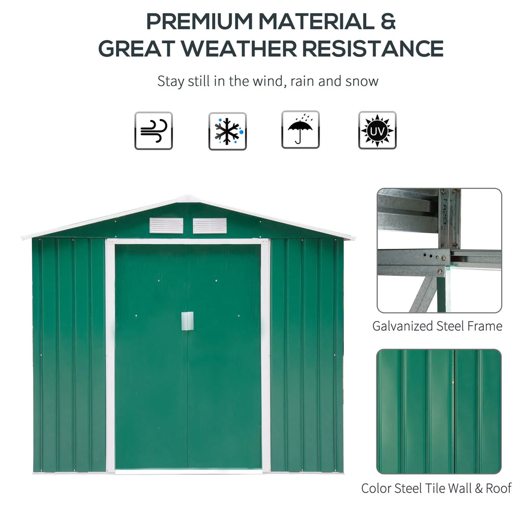 7' x 4' x 6' Garden Storage Shed Outdoor Patio Metal Tool Storage House w/ - Image 3
