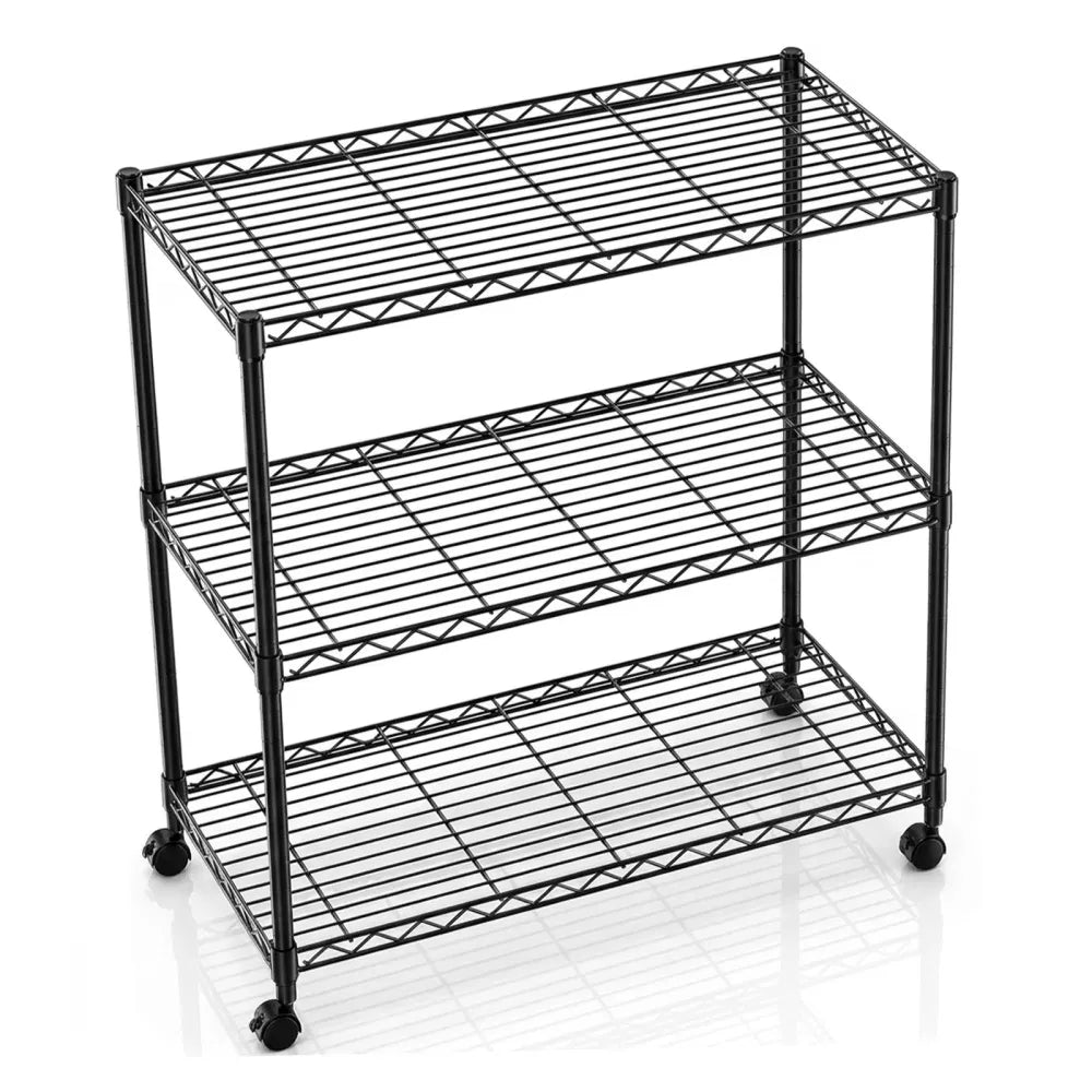 3 Tier Heavy Duty Adjustable Metal Shelf With Wheels No Tool Assembly Suitable - Image 7