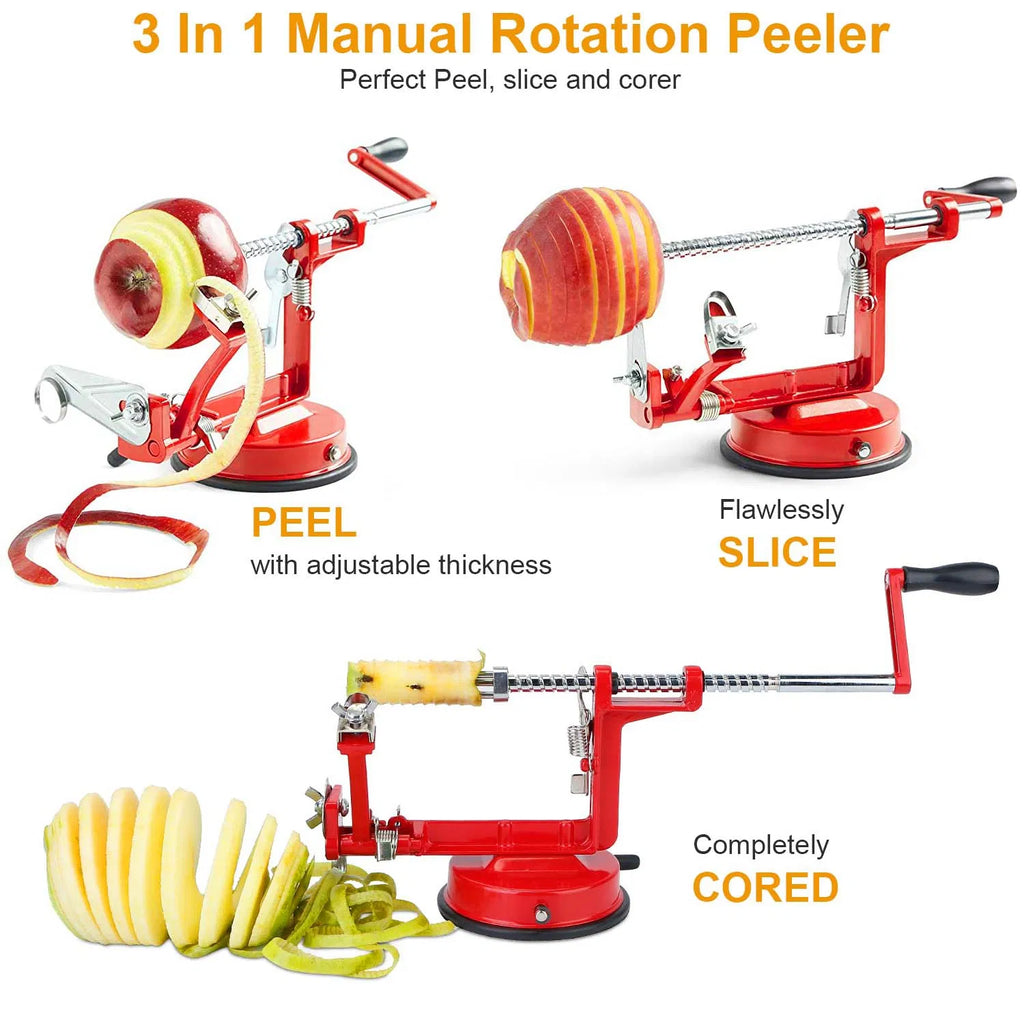 3In 1 Apple Peeler Manual Rotation Potato Fruit Core Slicer Kitchen Hand
