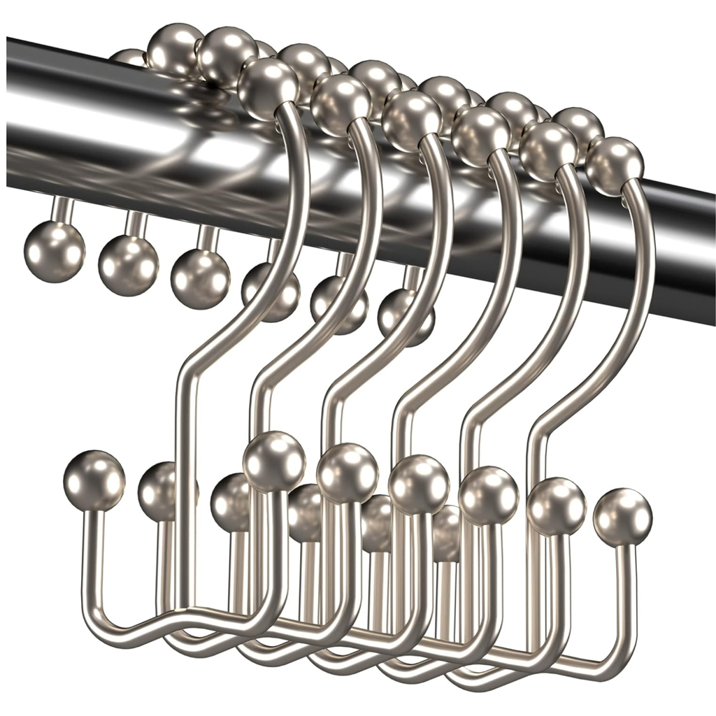 12 Pack Shower Curtain Hooks Rust Resistant Metal Double Glide Rings For - Image 4