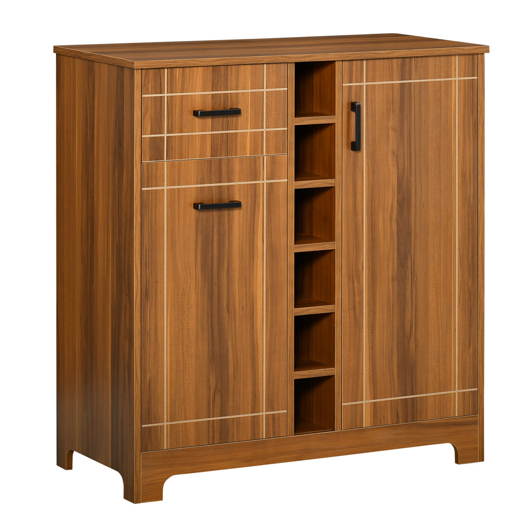 Retro Wine Cabinet For Bottles Rack Sideboard Serving Bar With Glass Holders - Image 9