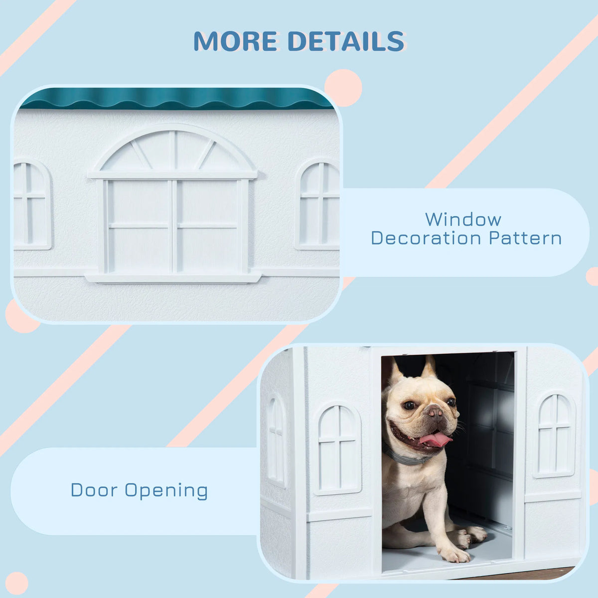 26" Plastic Dog House Outdoor with Air Vents for Small Medium Dogs Blue - Image 4