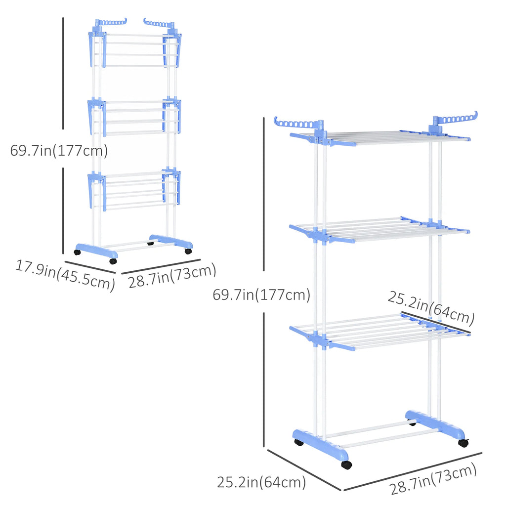 Foldable Clothes Drying Rack 4 Tier Steel Laundry Rack for Drying Clothes with