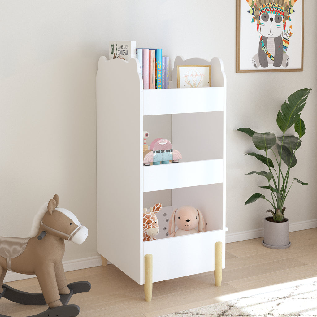 Bear-Shaped Kids Bookshelf with Chalkboard Side