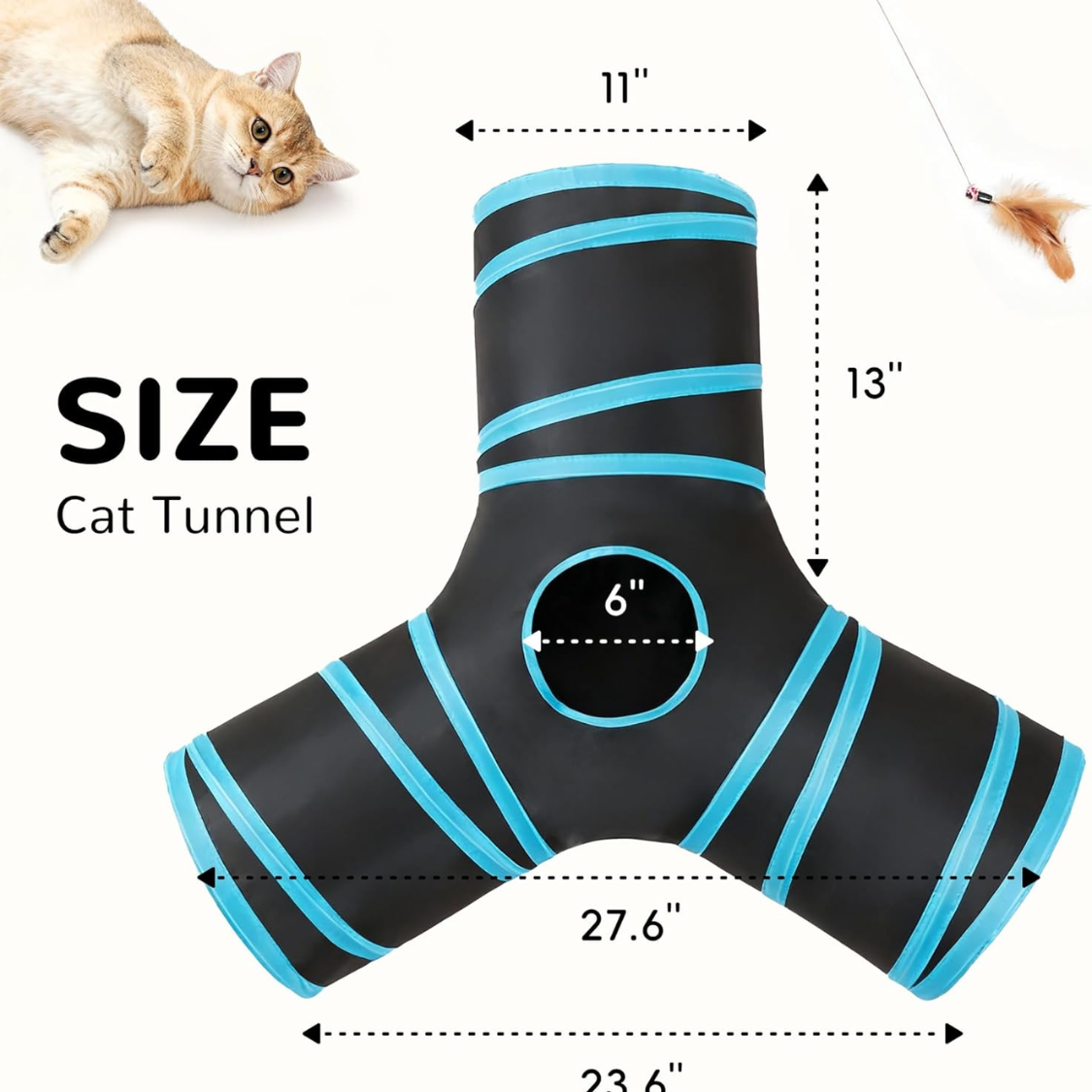 Pet Cat Tunnel Tube Toys 3 Way Collapsible Tunnels For Indoor Cats - Image 3