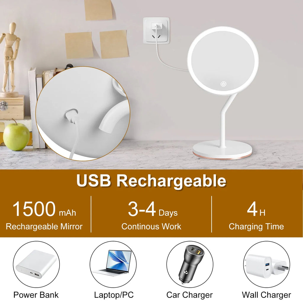 7.48In 5X Magnifying Lighted Makeup Mirror Dimmable Magnification Mirror With - Image 4