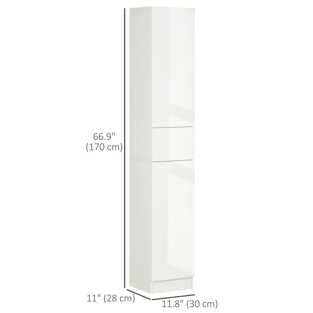 Tall Bathroom Cabinet Narrow Bathroom Storage Cabinet with Doors Drawer and - Image 4