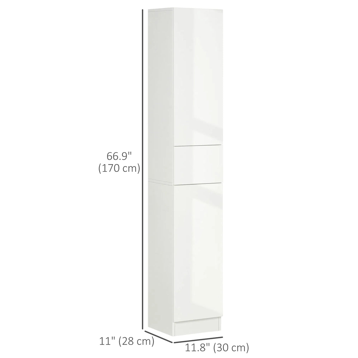 Tall Bathroom Cabinet Narrow Bathroom Storage Cabinet with Doors Drawer and - Image 4