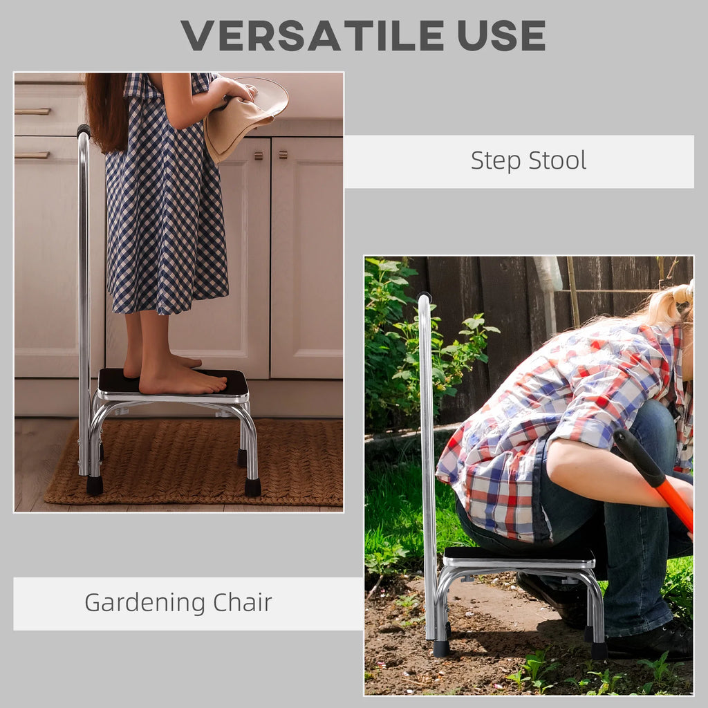 Metal Step Stool with Handle 1 Step Ladder Wide Anti Slip for Outdoor Indoor - Image 3