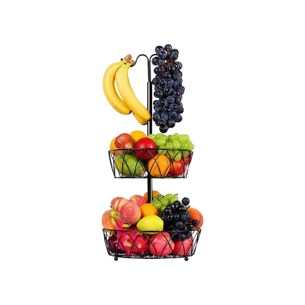 Fruit Basket With Banana Hanger Iron 2 Tier Detachable Countertop Storage - Image 6