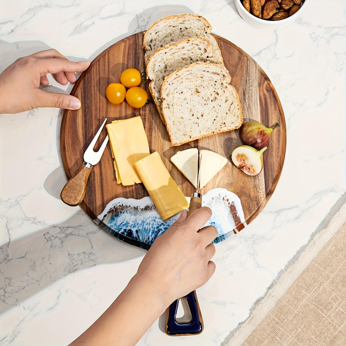 Round Acacia Wood Cutting Board Natural Solid Wood Cutting Board Thickened - Image 2