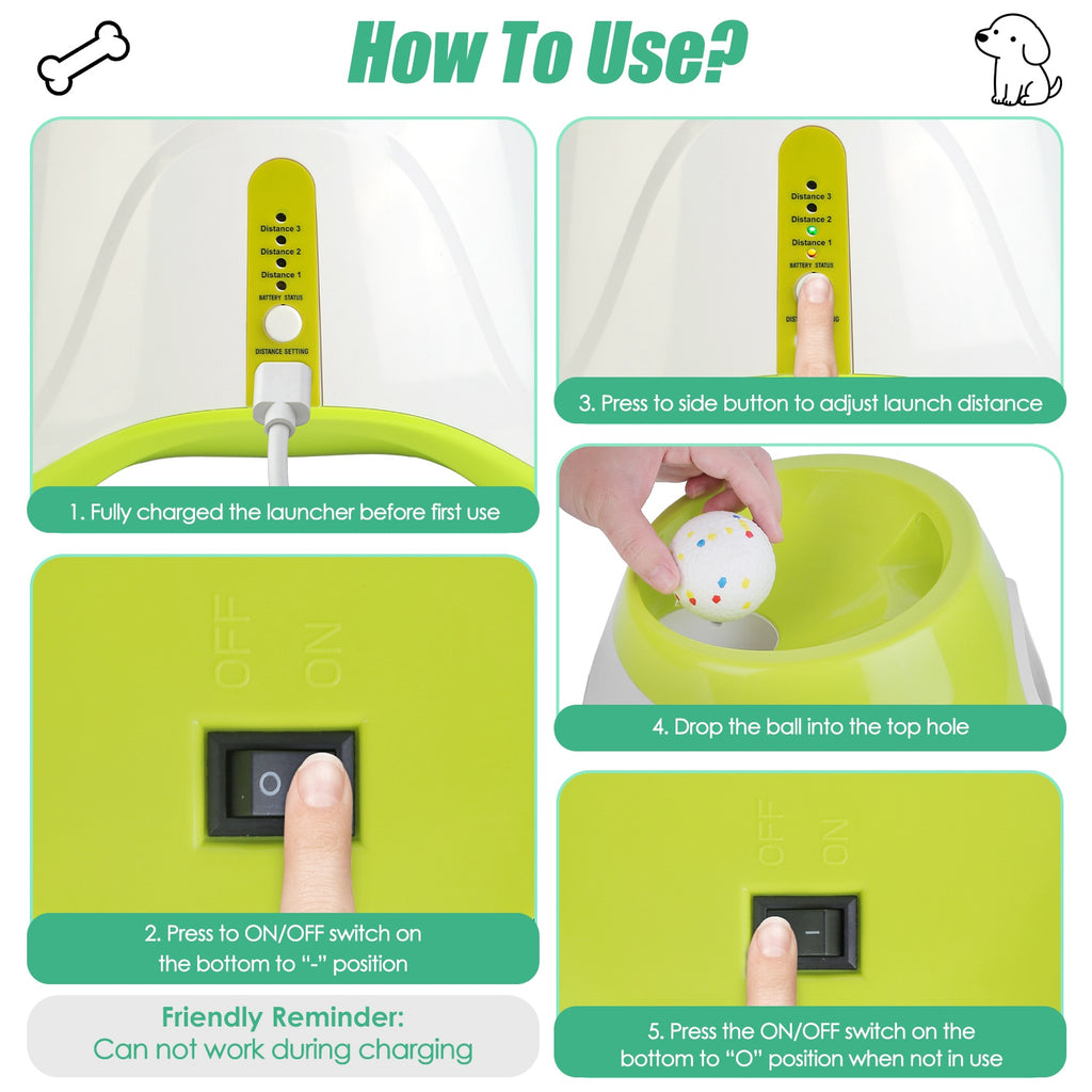 Automatic Dog Ball Launcher Rechargeable Interactive Pet Ball Thrower For Small - Image 2
