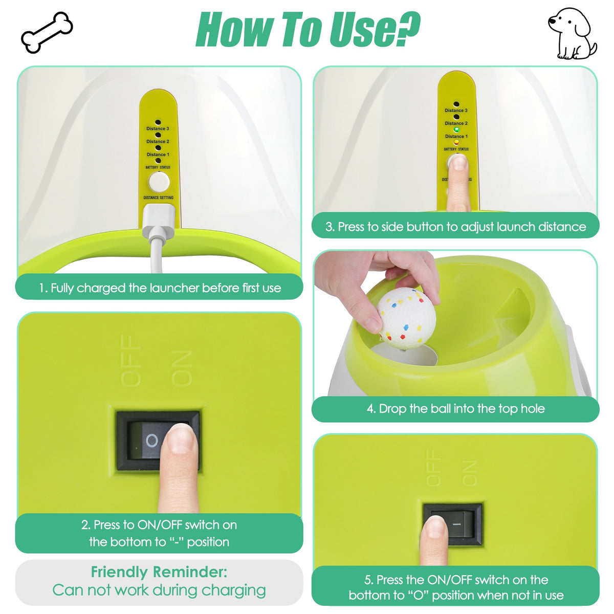 Automatic Dog Ball Launcher Rechargeable Interactive Pet Ball Thrower For Small - Image 2