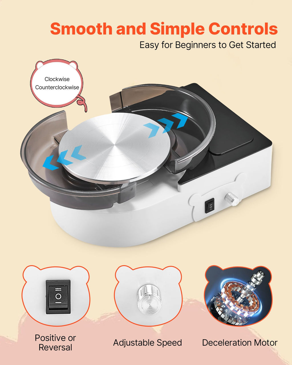 Mini Pottery Wheel 6 Inch Turntable Forward And Reverse Rotation Adjustable - Image 4