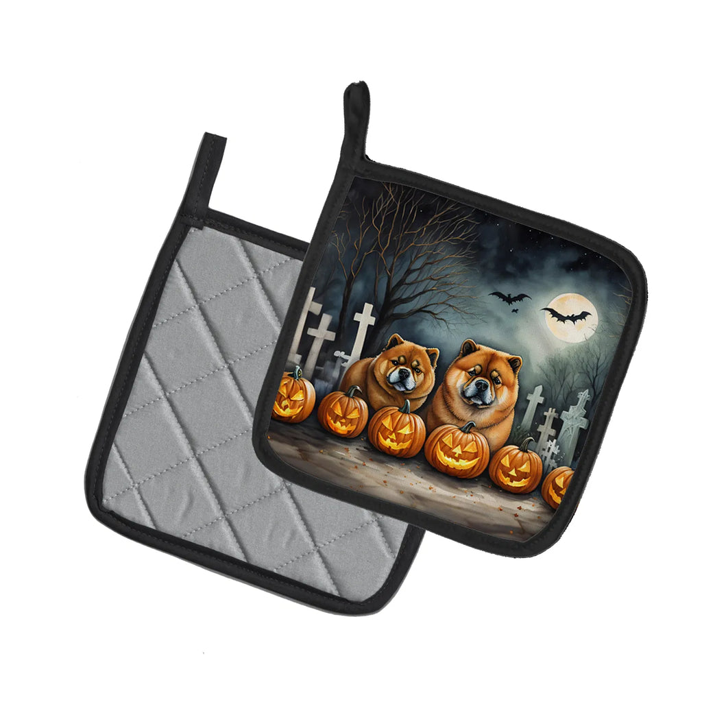 Chow Chow Spooky Halloween Pair of Pot Holders Kitchen Heat Resistant Pot - Image 5